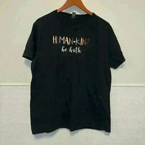 “Human-Kind be Both” Anvil T-Shirt Black & Brown L for Women